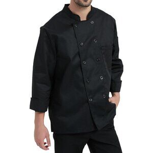 Men's Black Chef Jacket Long Sleeve Uniform for Kitchen Restaurant Hotel